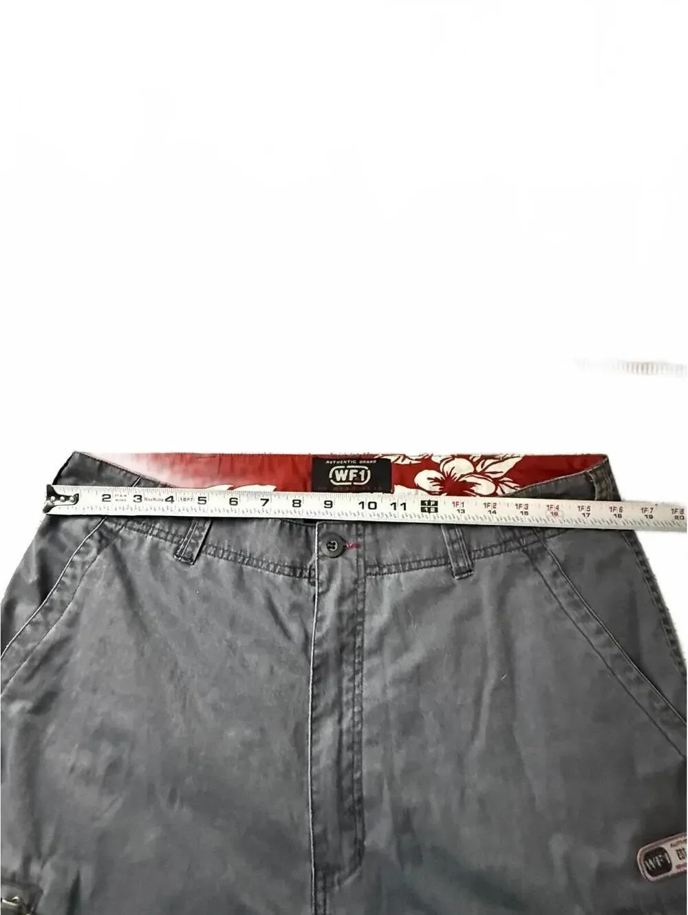 WF1 WearFirst Mens Cargo Shorts 34 Gray Tech Utility Zipper Pockets Y2K Skater